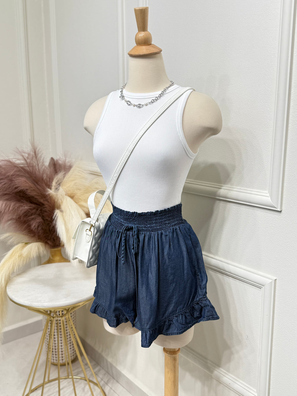 Dark denim short