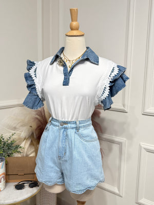 White & Denim Sun Blouse
