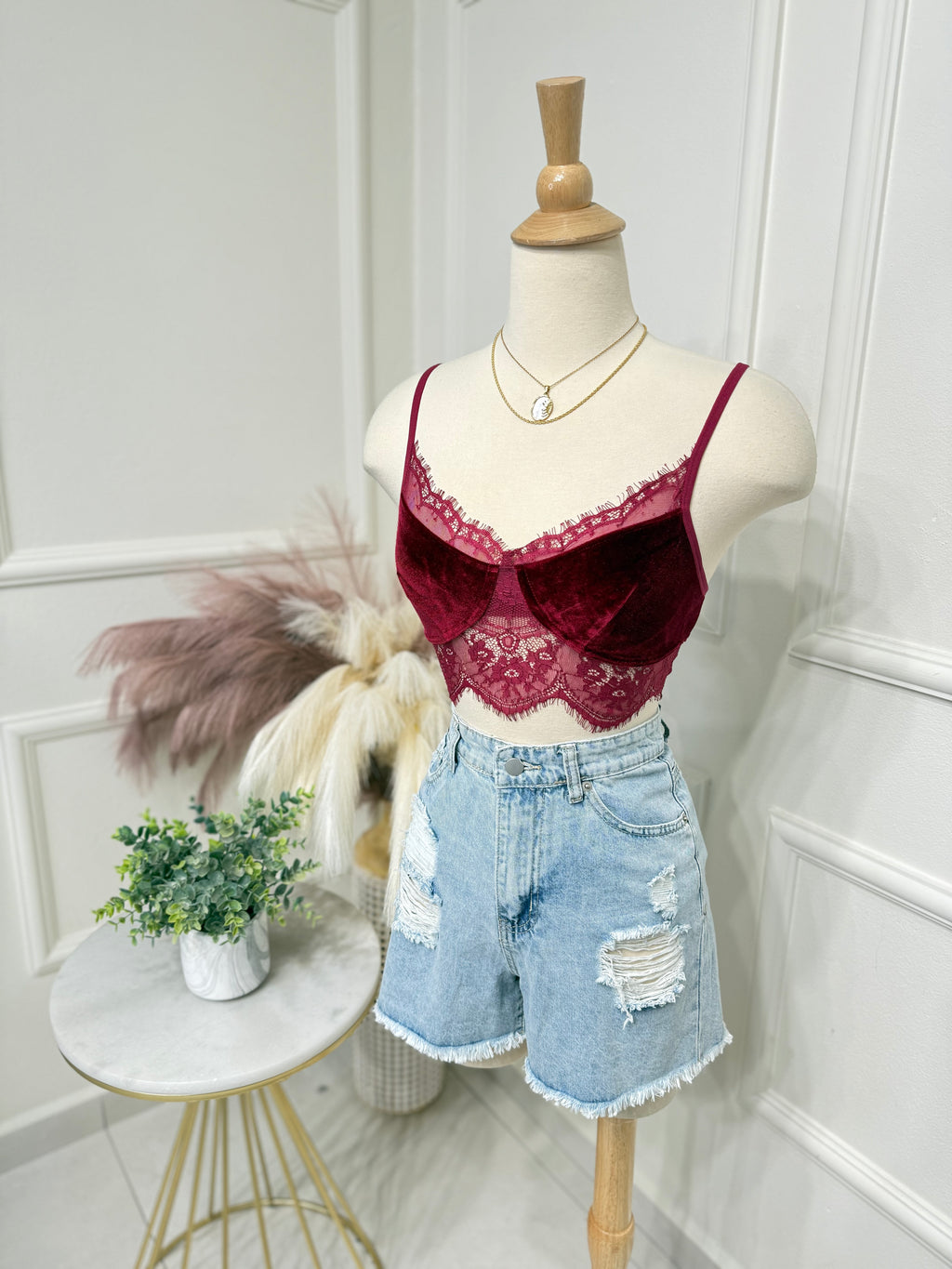 Burgundy top