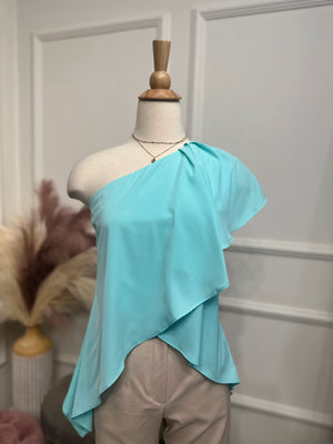 Aqua long ruffles blouse