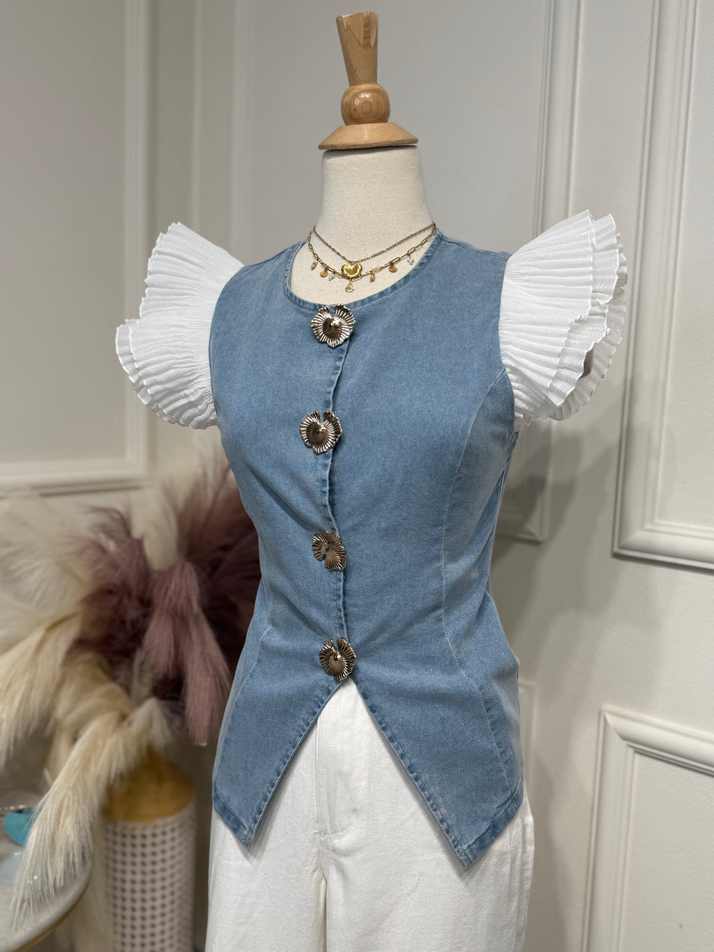 Light Denim Elegant Blouse