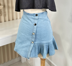 Denim button skort