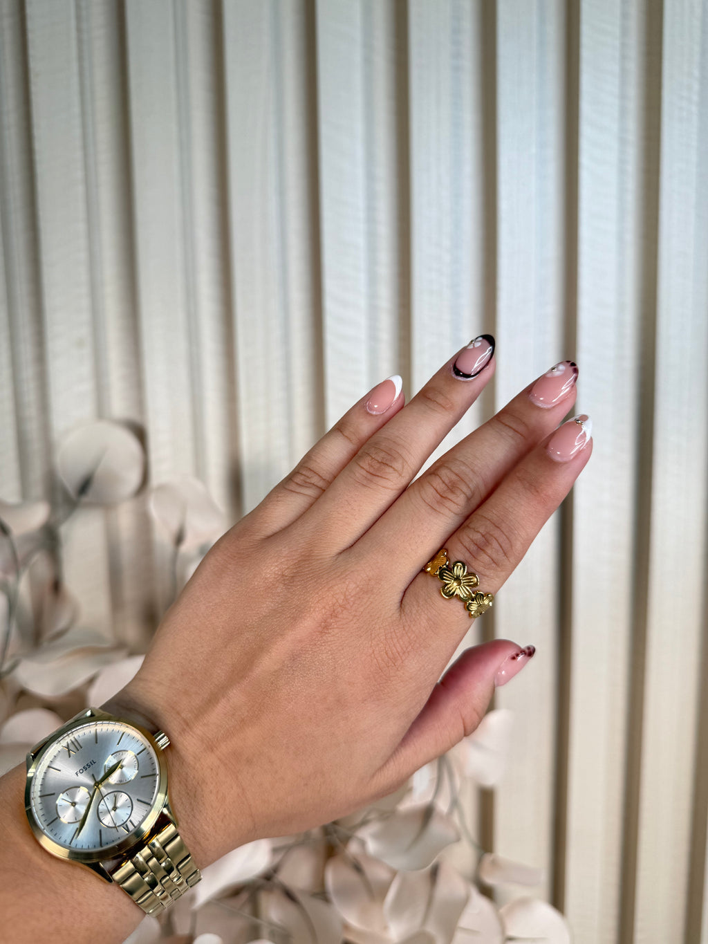 Floral Gold Ring Adjustable