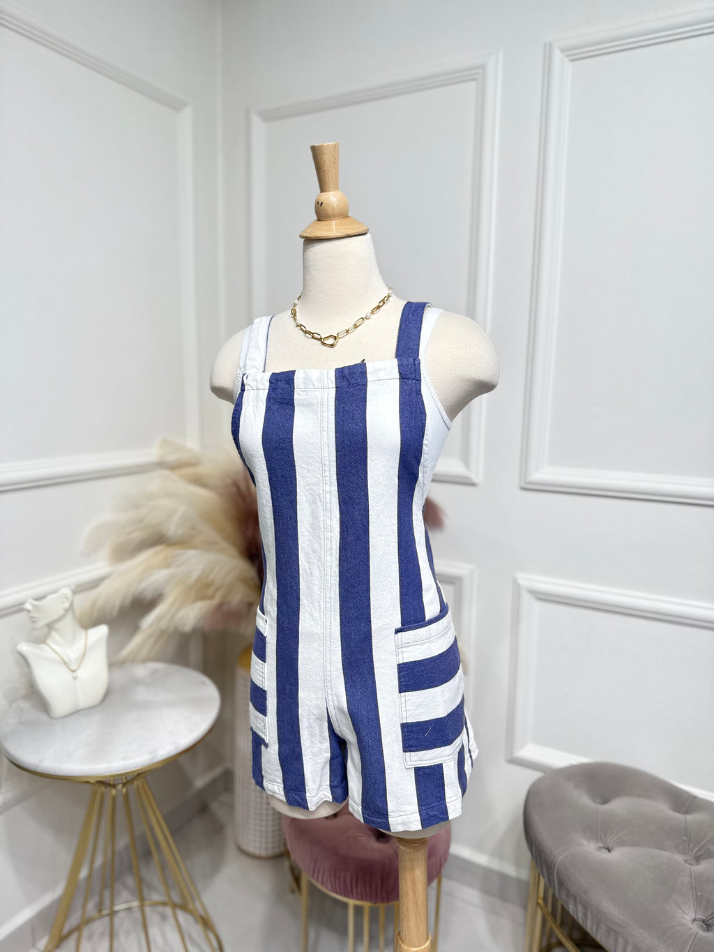 Overall white/navy