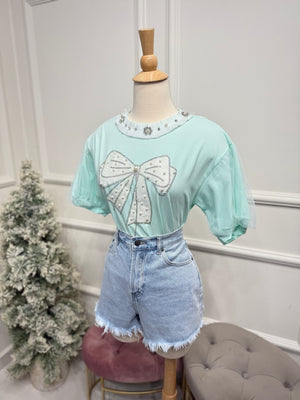 Mint Bow Shirt