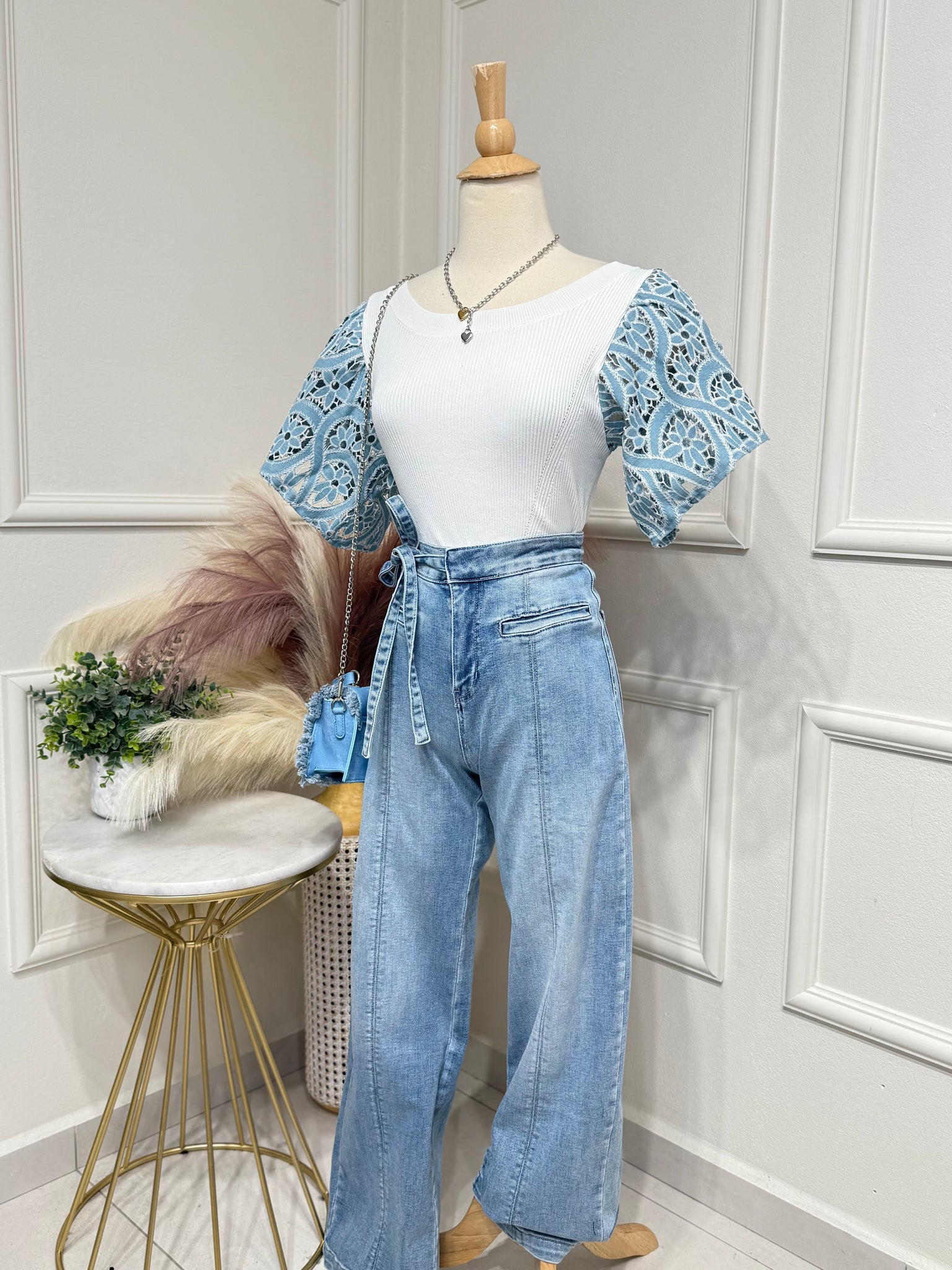 White & Denim Blouse
