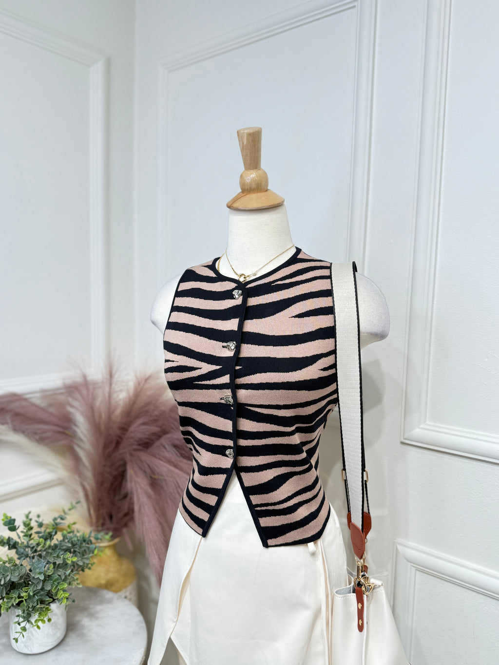 Zebra print brown vest