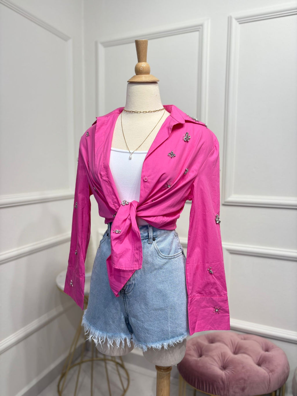 T shirt blouse (pink and yellow)