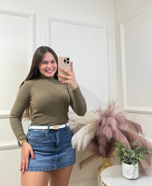 Olive Turtleneck Top