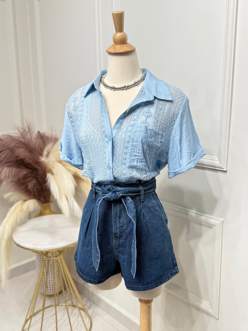 Tropical sky blouse