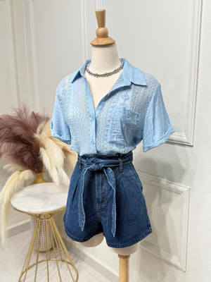 Tropical sky blouse