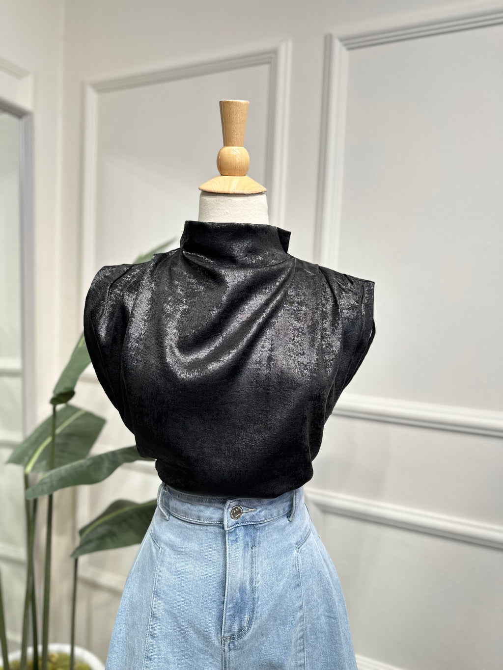 Black Foil Blouse