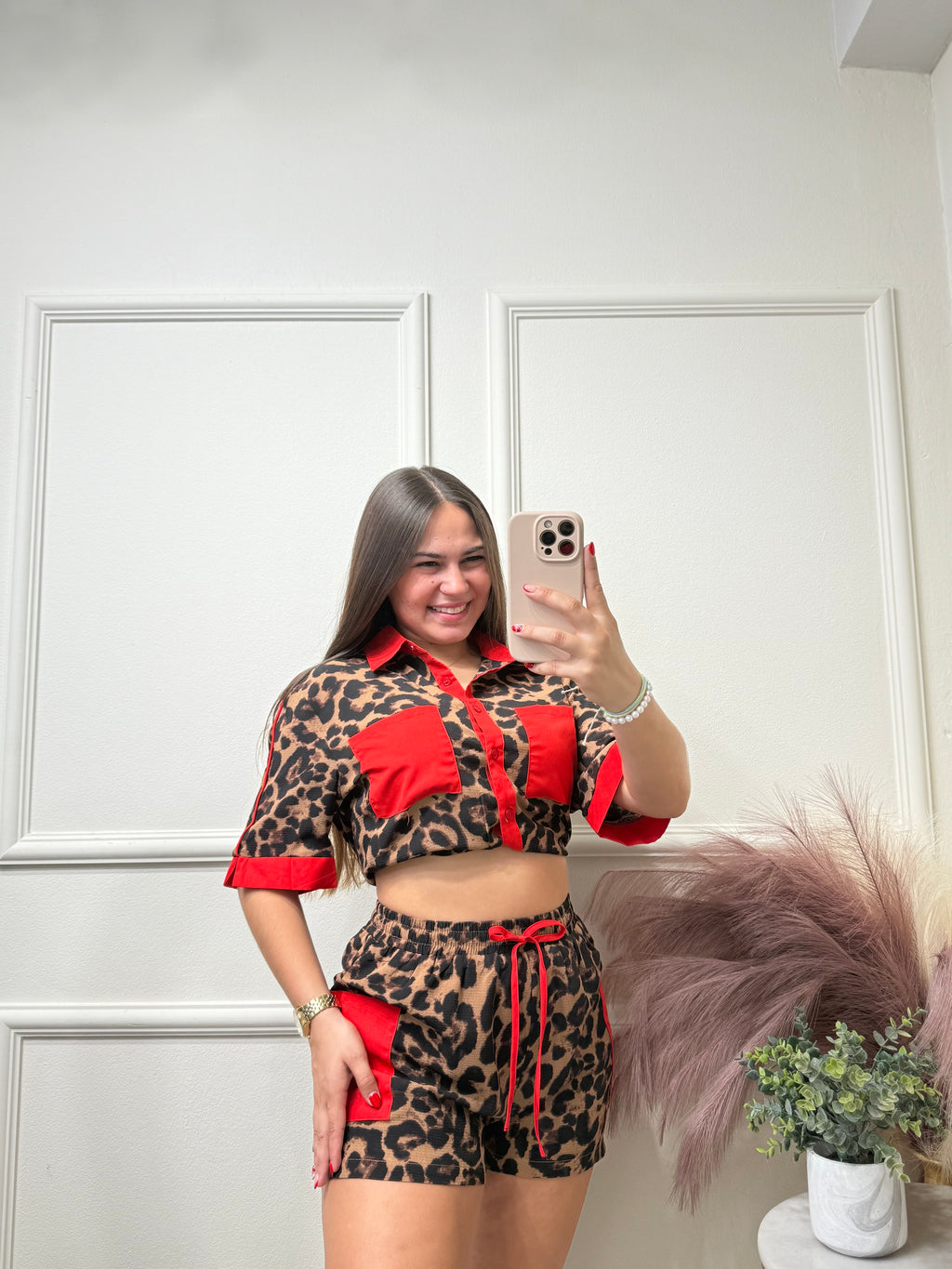 Animal Print & Red Set