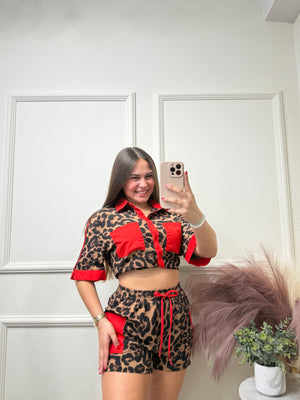 Animal Print & Red Set