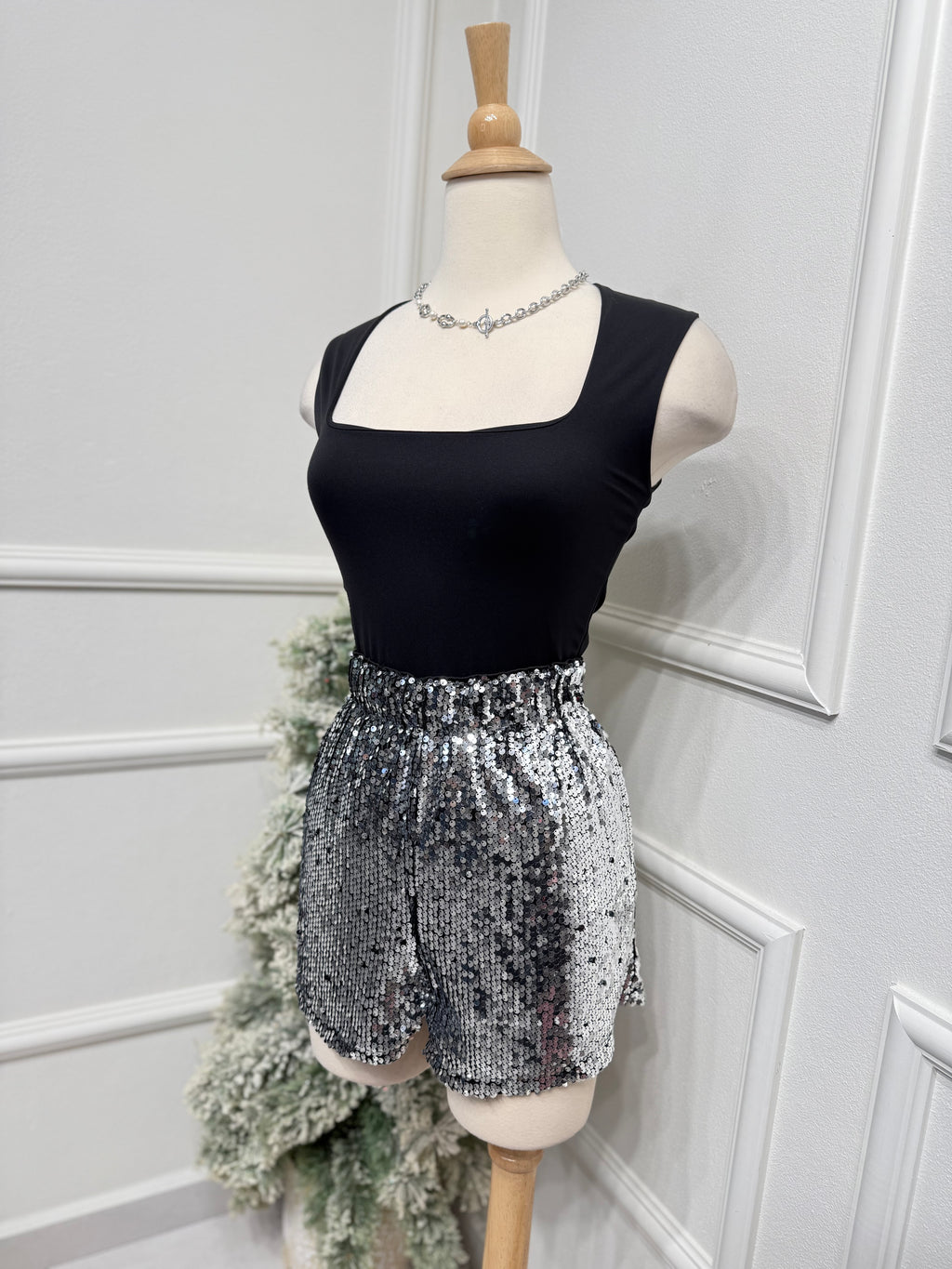 Silver Sequins Short