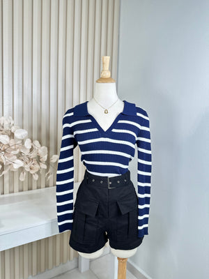 Navy blue & white sweater