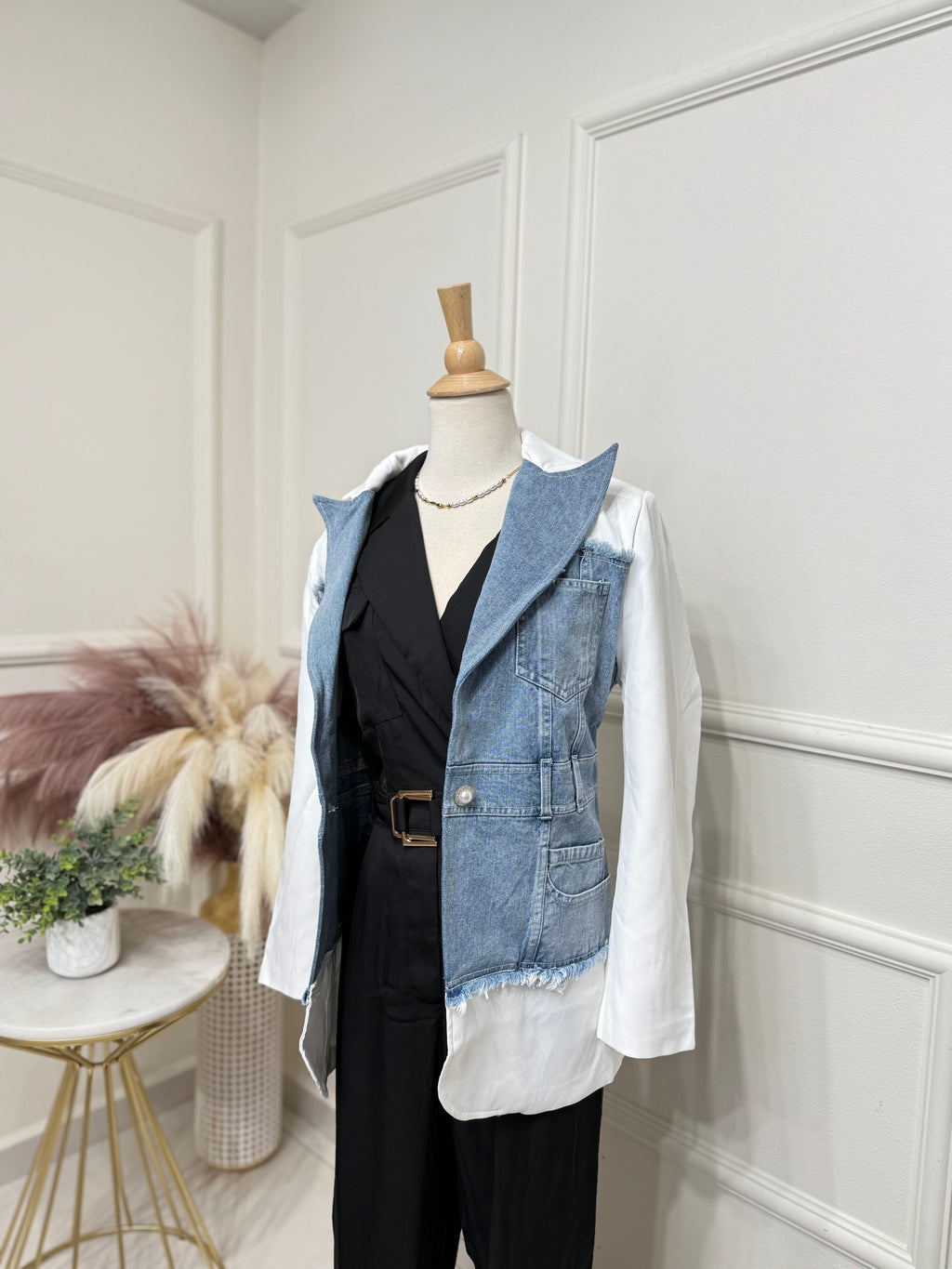 White denim blazer