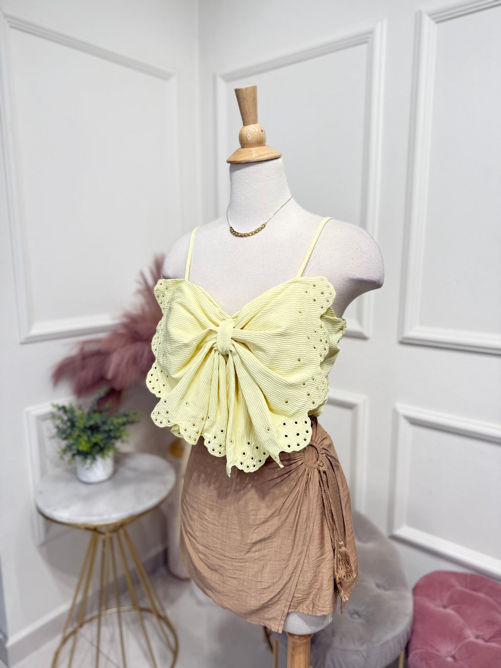 Yellow lace top