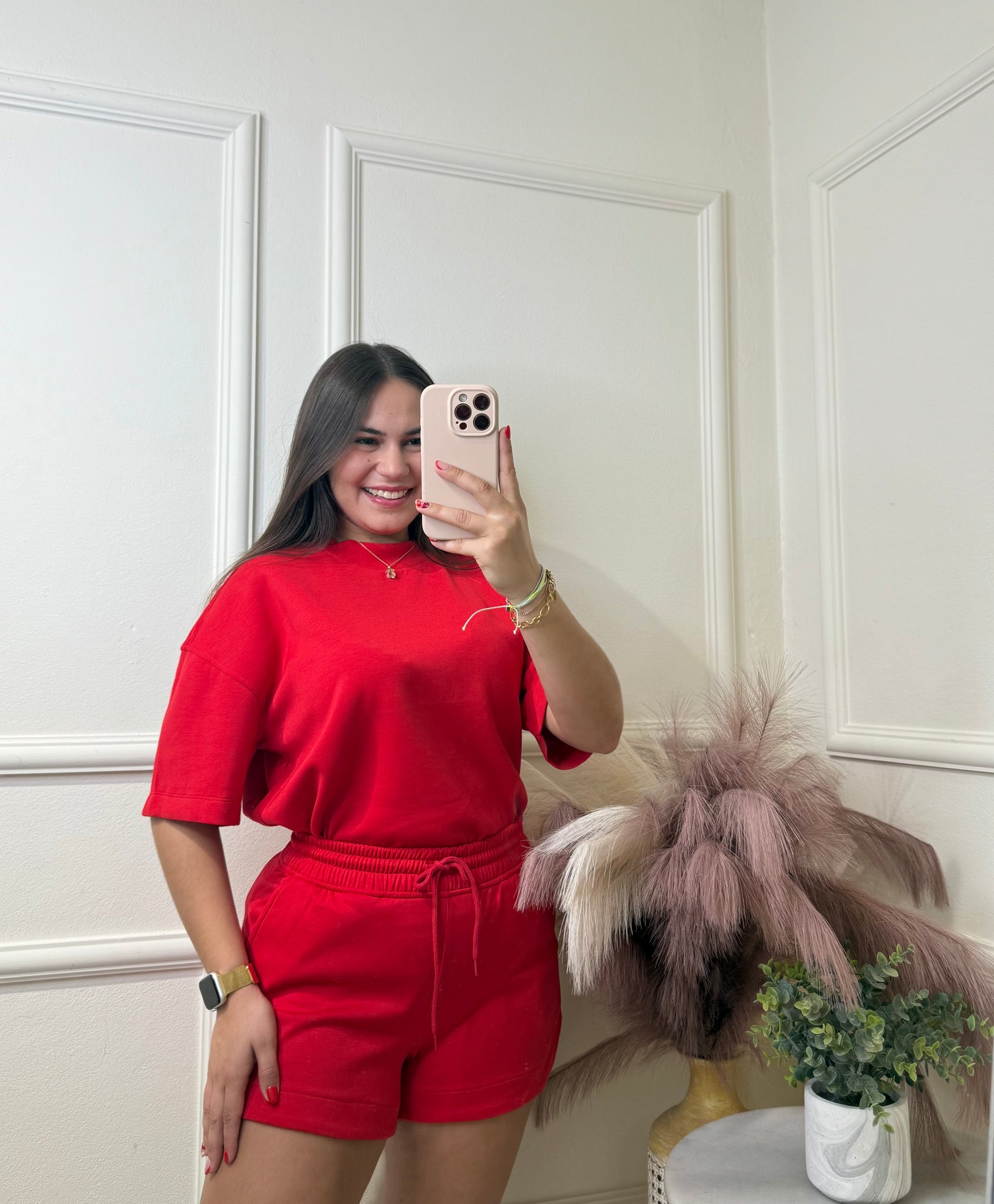 Red short set