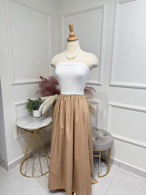 Dress White&Camel
