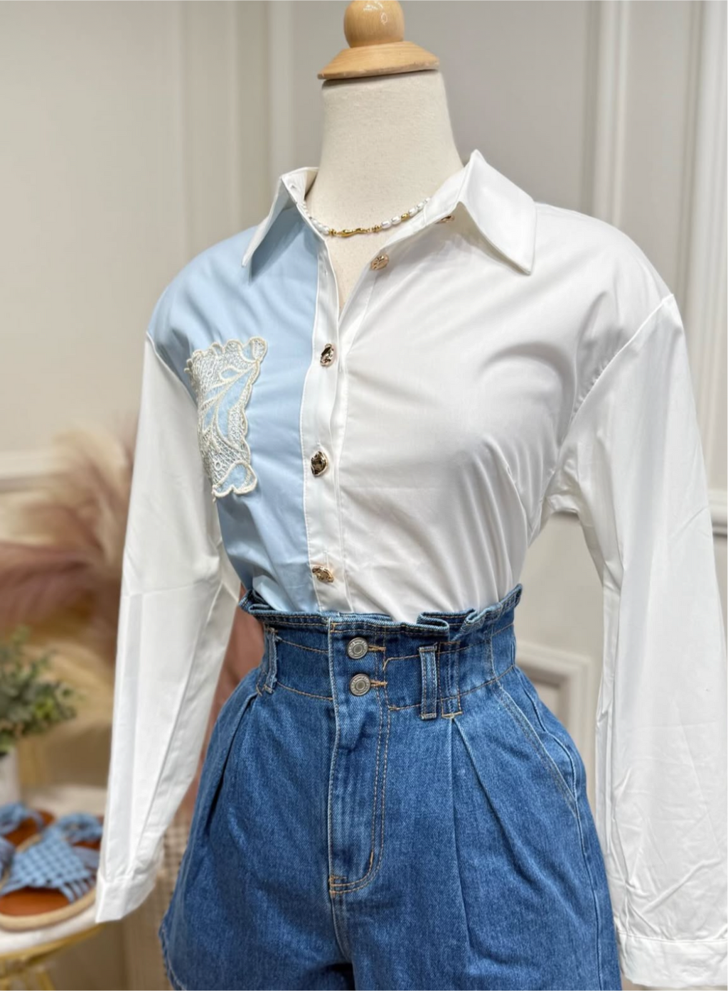 White & Blue Blouse