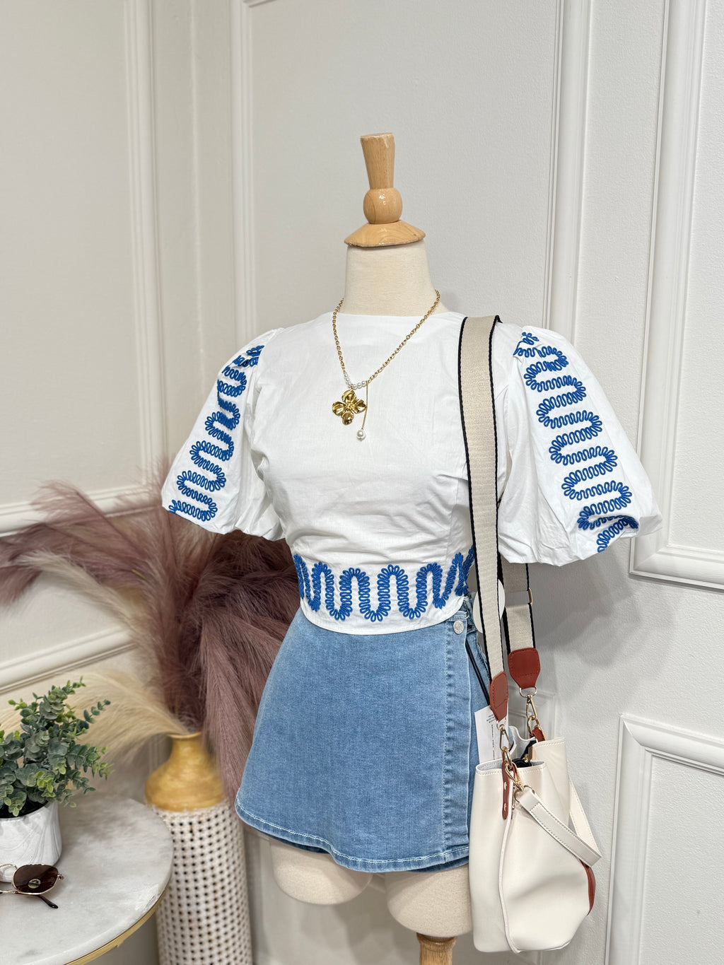 White & Blue Blouse