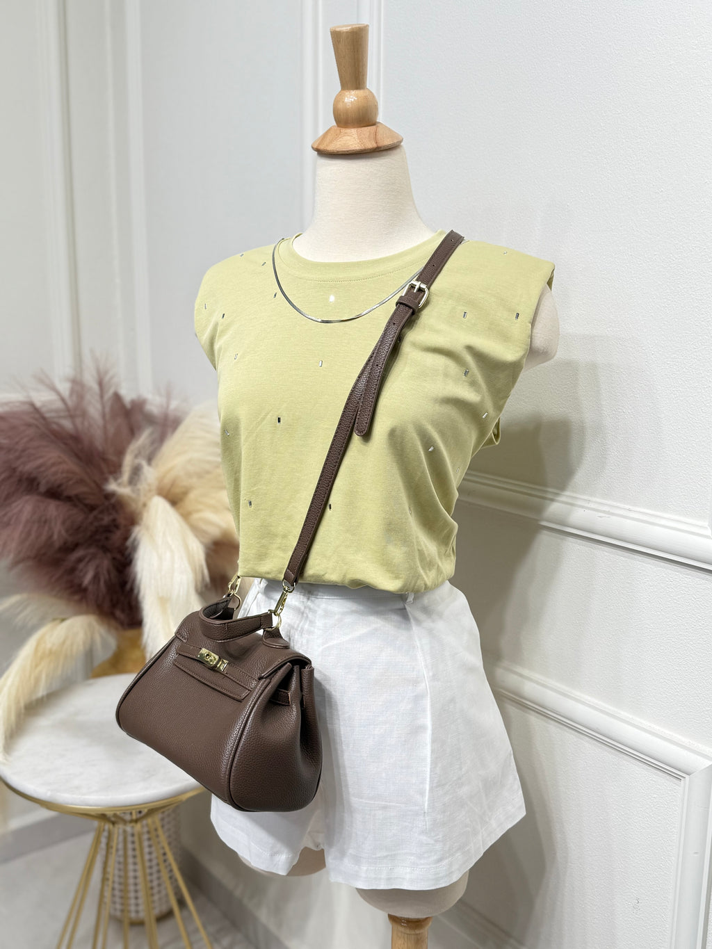 Olive sparkly blouse