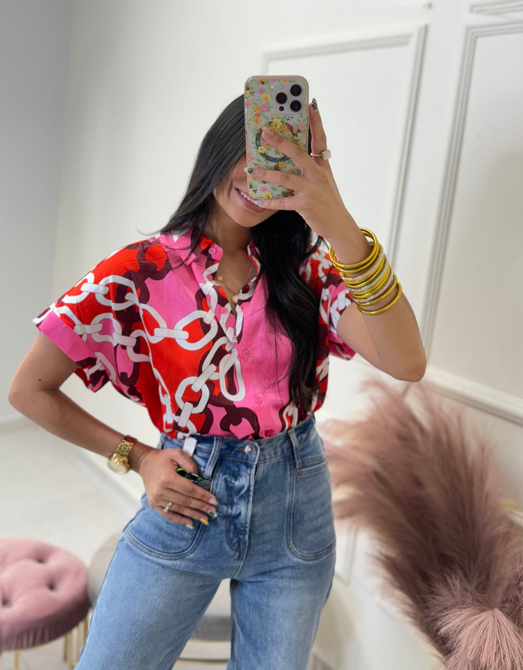 Pink chain blouse
