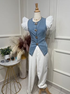 Light Denim Elegant Blouse