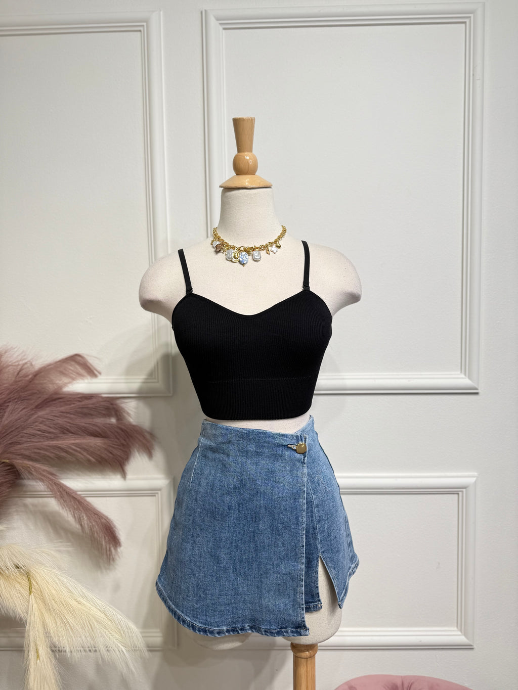 Denim skort