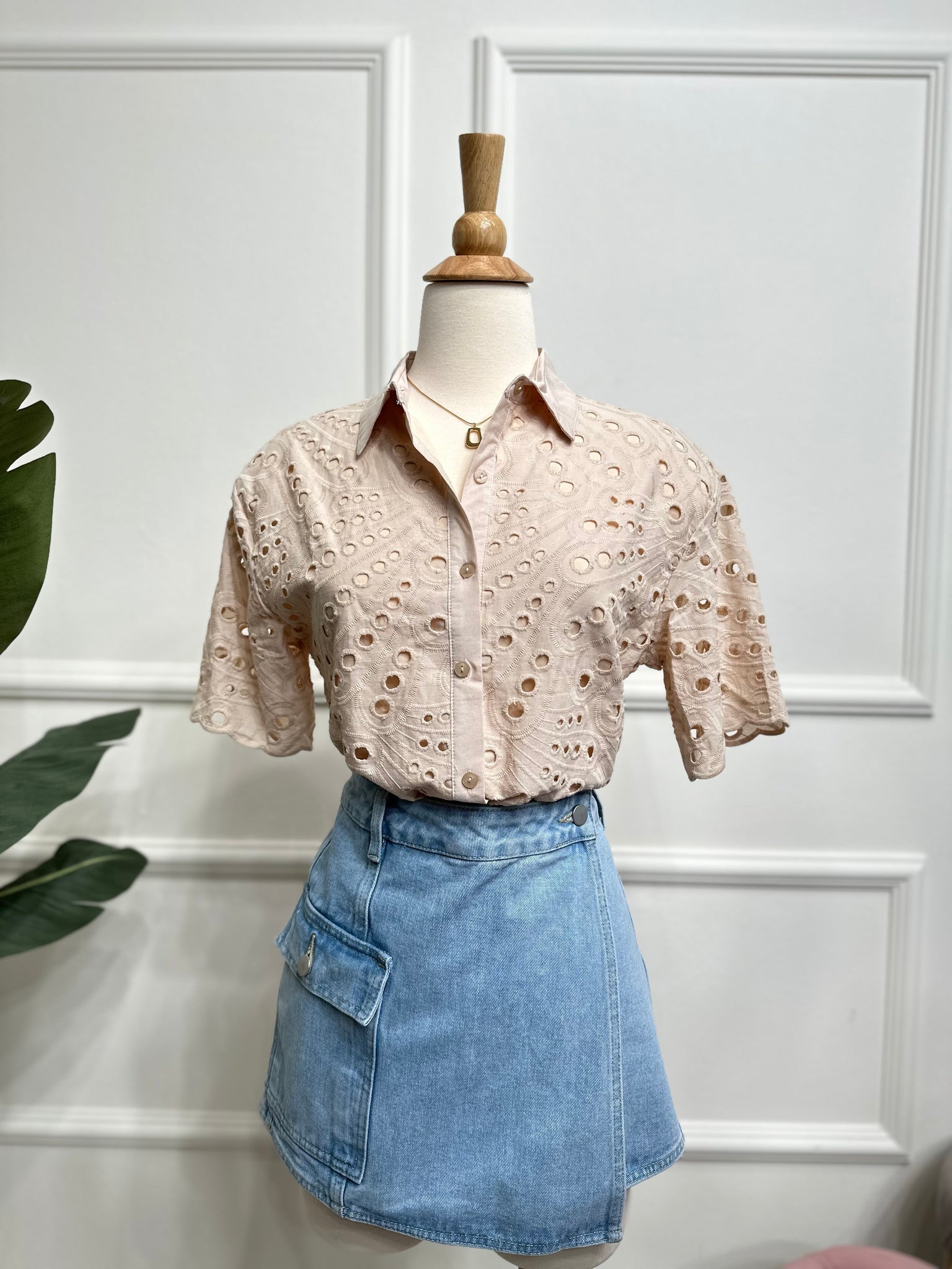 Eyelet Nude Blouse