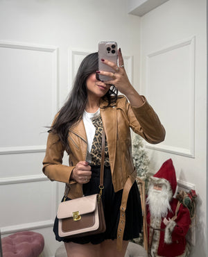 Leather camel jacket