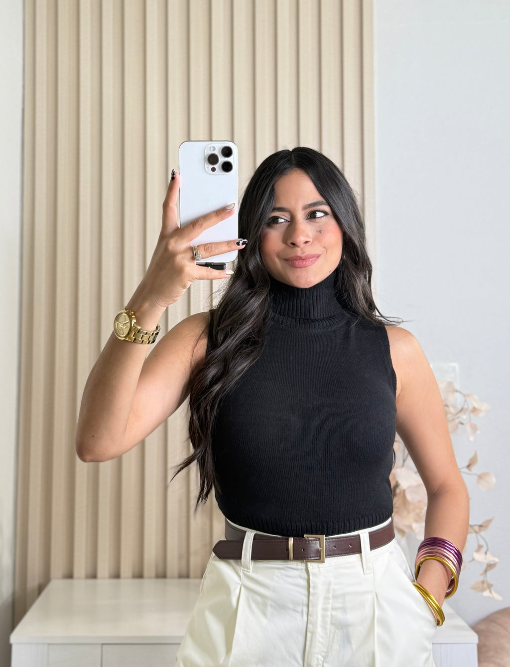 Black turtle neck top