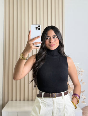 Black turtle neck top