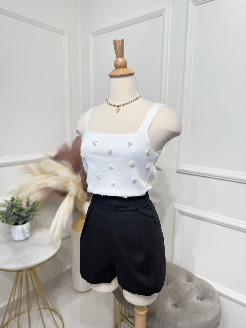 Pearl white top