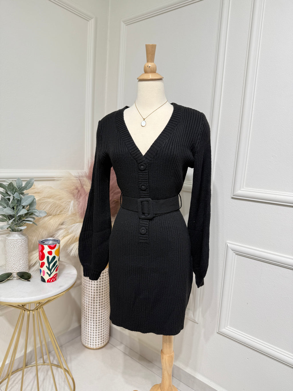 Black knit dress