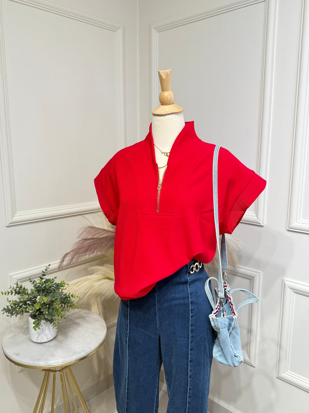 Red oversized top