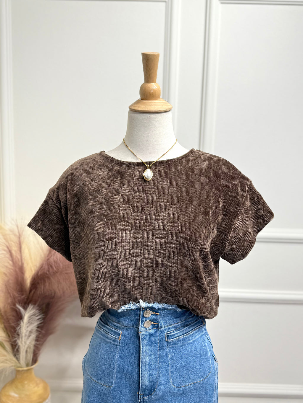 Brown Texture Blouse