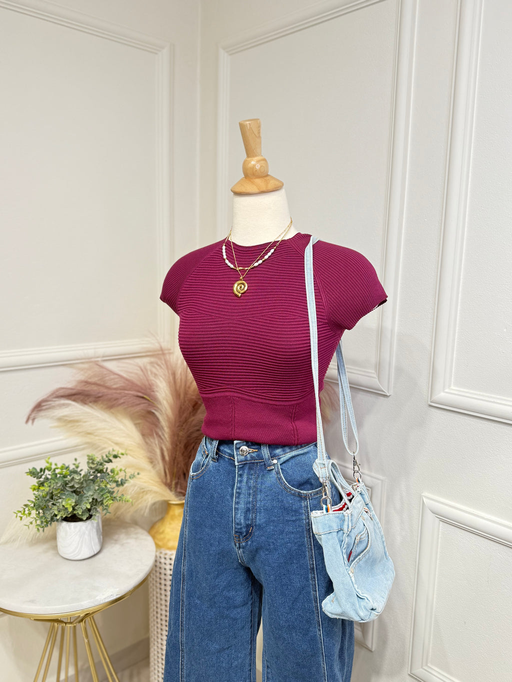 Burgundy top