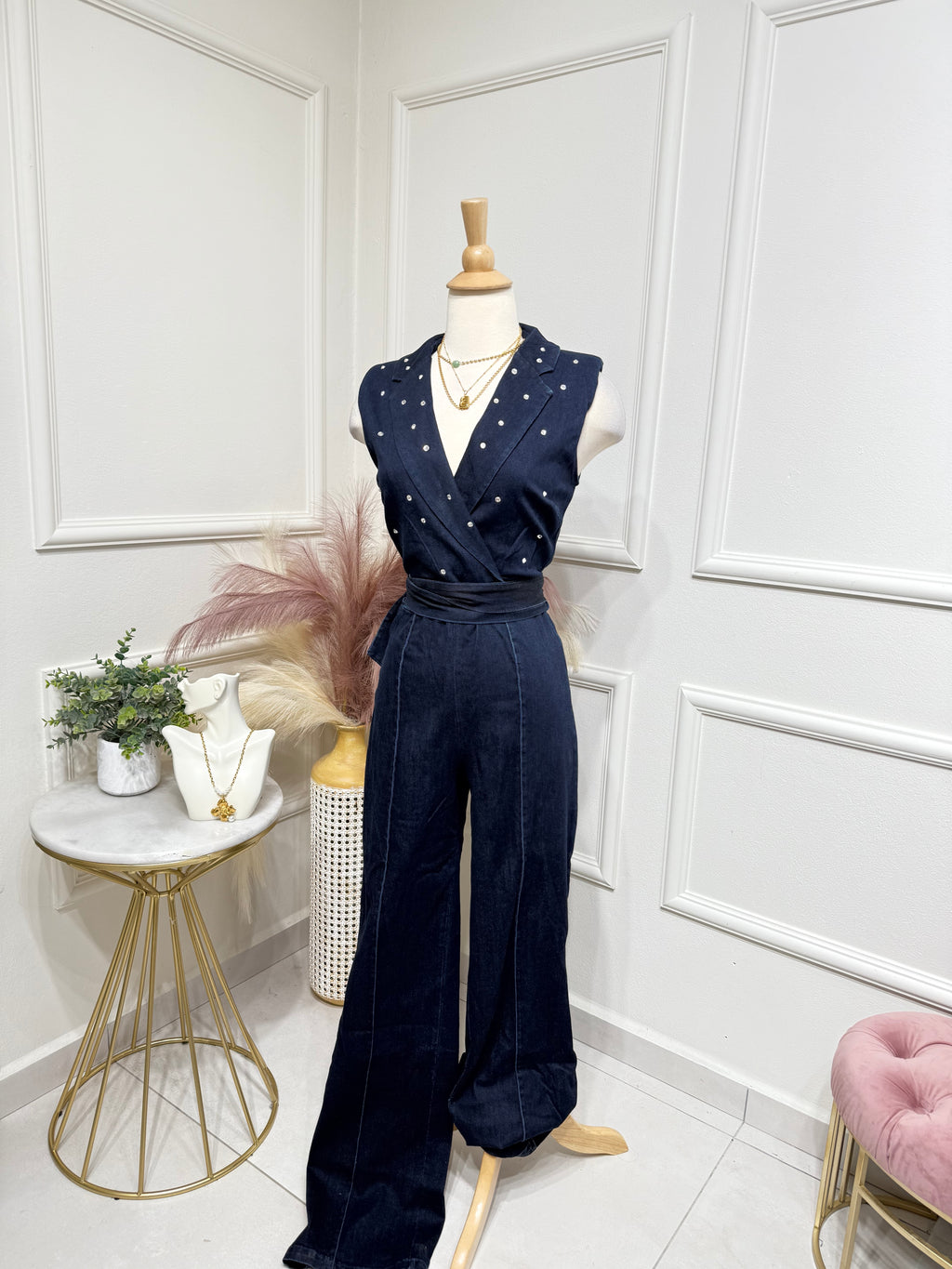 Dark denim jumpsuit
