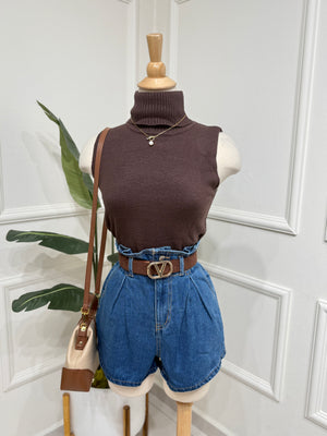Brown Turtleneck Top