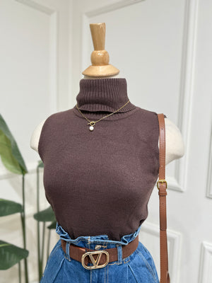 Brown Turtleneck Top