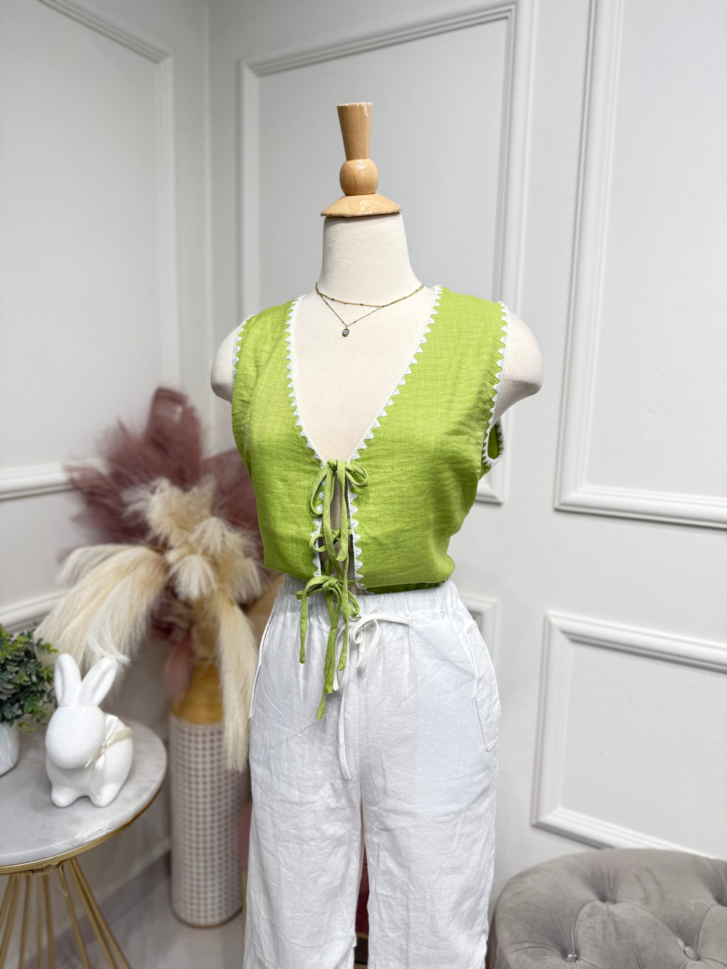 Green vest top