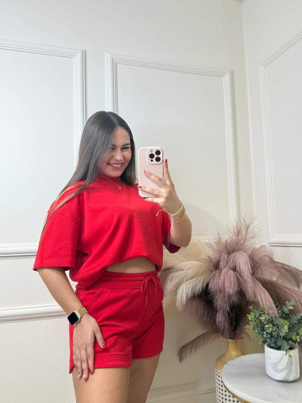 Red short set