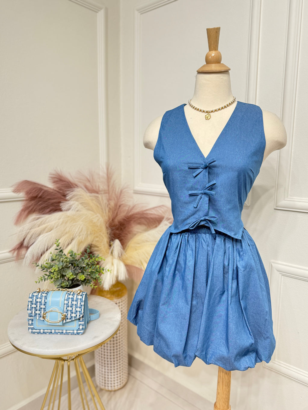 Denim Bow Set