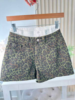 Green animal print short