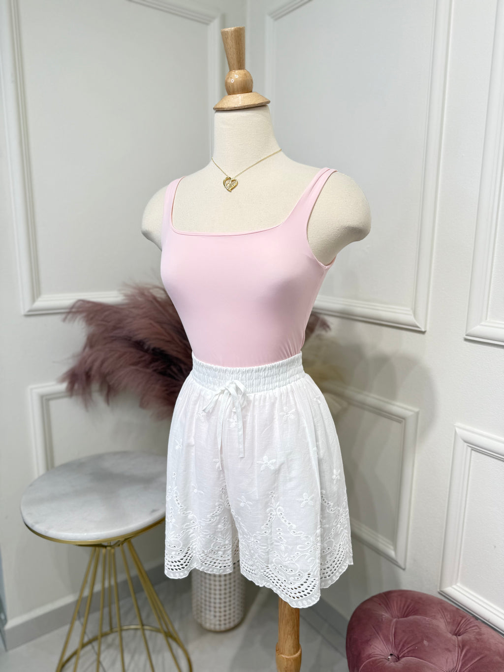 White summer short
