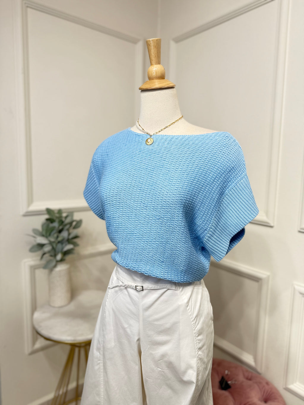 Blue knit top