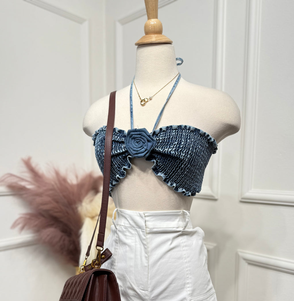 Denim flower top