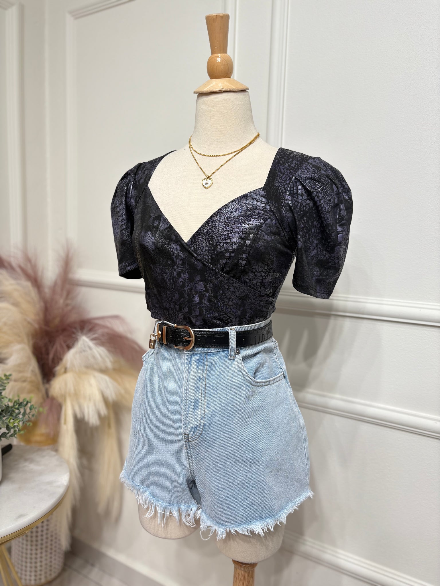 Animal Print Black Blouse